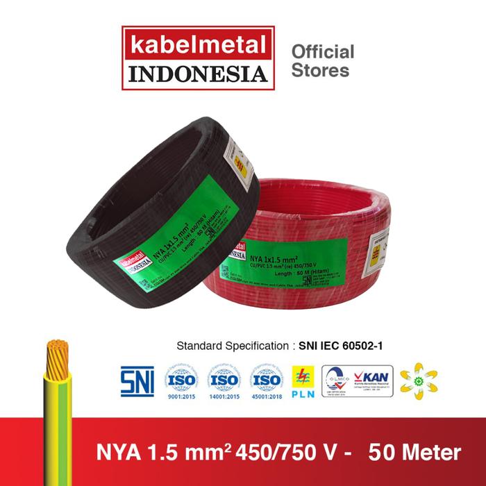 Kabel NYA 1.5 mm 50 Meter Roll kabelmetal INDONESIA