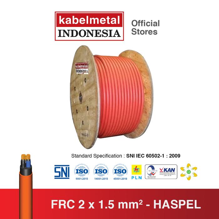 Kabel N2XY (Fire Resistant FRC F750) 2x1.5 mm 1000 Meter Haspel kabelmetal INDONESIA