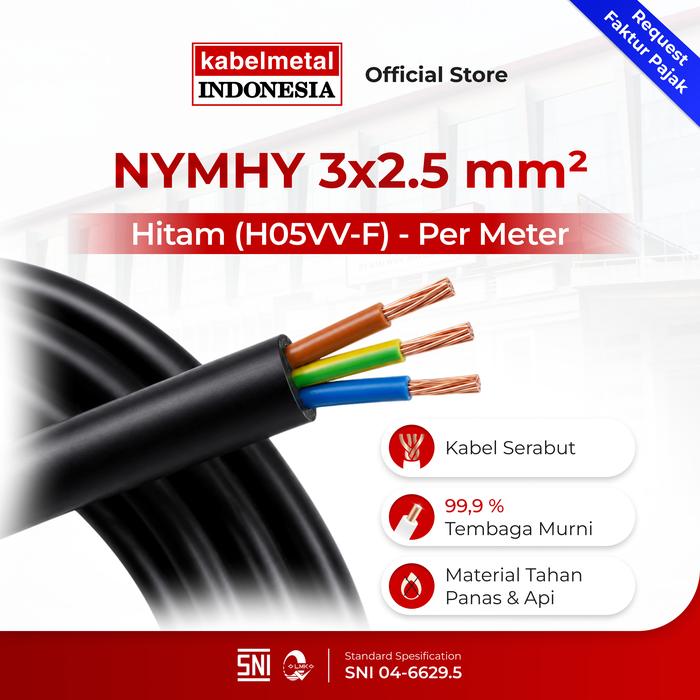 Kabel NYMHY NYYHY 3x2.5 mm Per Meter kabelmetal INDONESIA