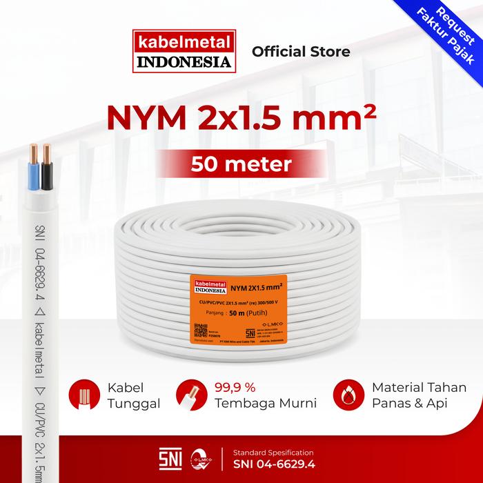 Kabel NYM 2x1.5 mm 50 Meter Roll kabelmetal INDONESIA