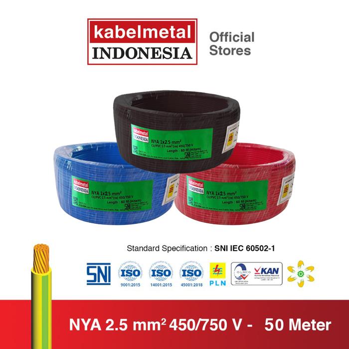 Kabel NYA 2.5 mm 50 Meter Roll kabelmetal INDONESIA