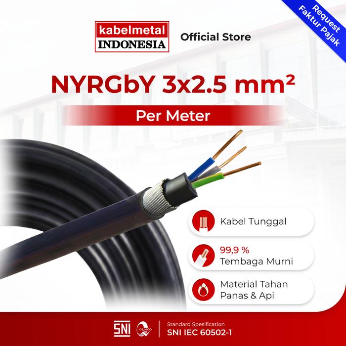 Kabel NYRGBY 3x2.5 mm Per Meter kabelmetal INDONESIA