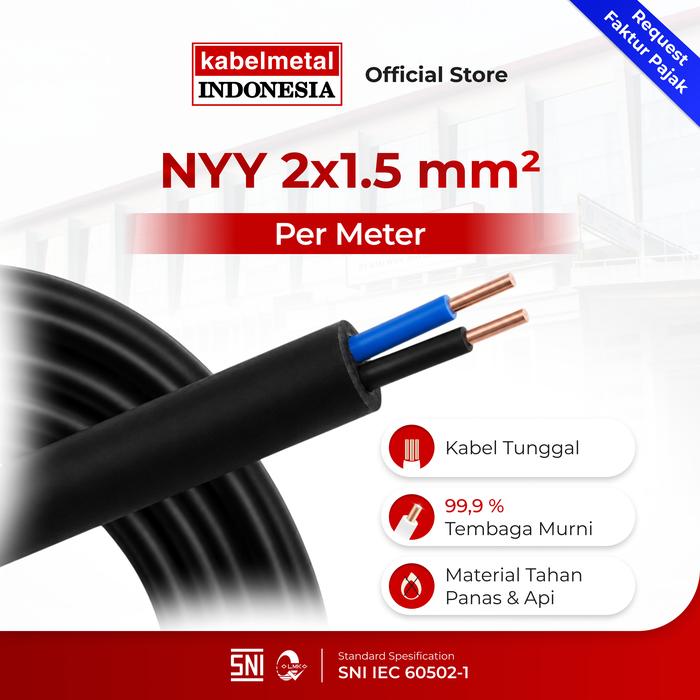 Kabel NYY 2x1.5 mm Per Meter kabelmetal INDONESIA