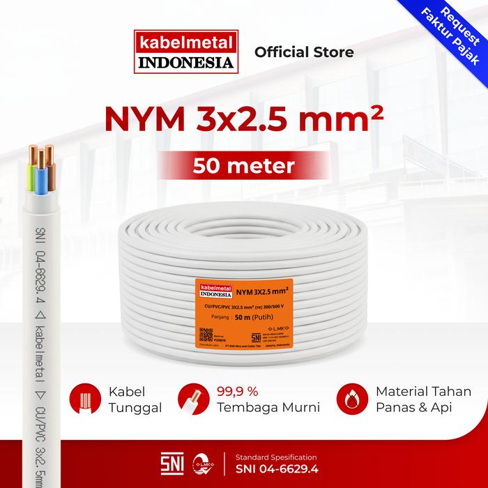 NYM 3x2.5 mm² 50 Meter Putih