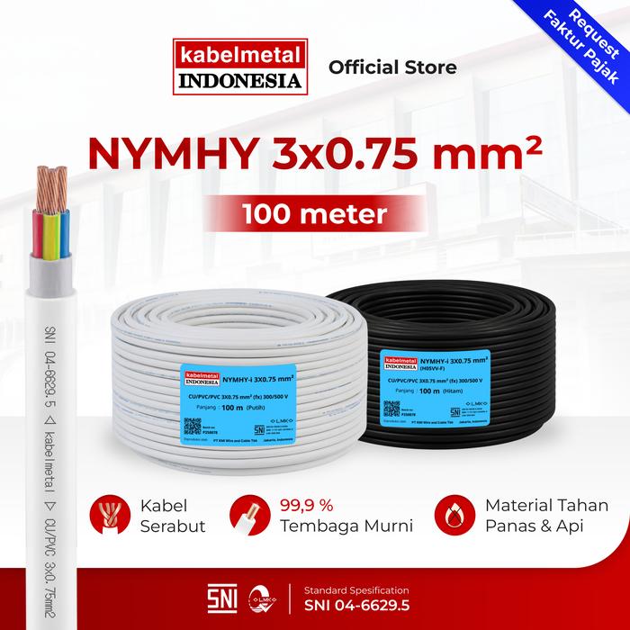 Kabel NYMHY 3x0.75 mm 100 Meter Roll kabelmetal INDONESIA