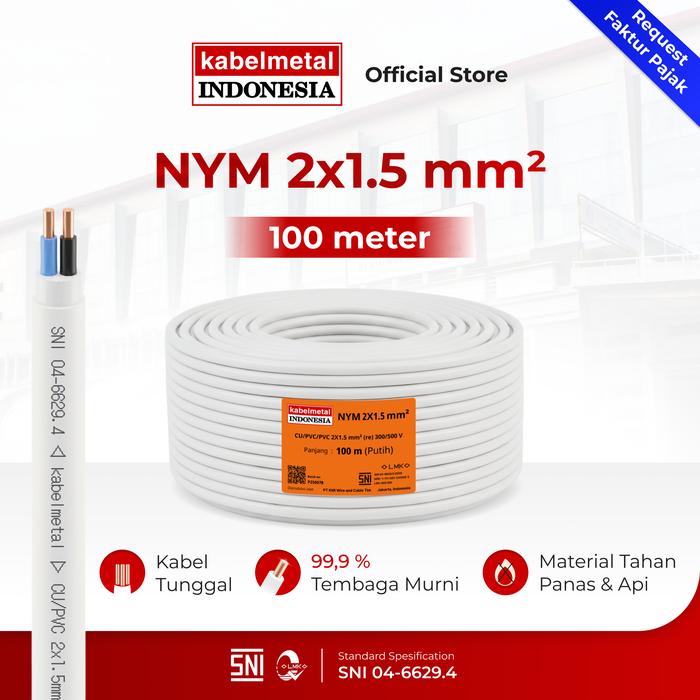 Kabel NYM 2x1.5 mm 100 Meter Roll kabelmetal INDONESIA