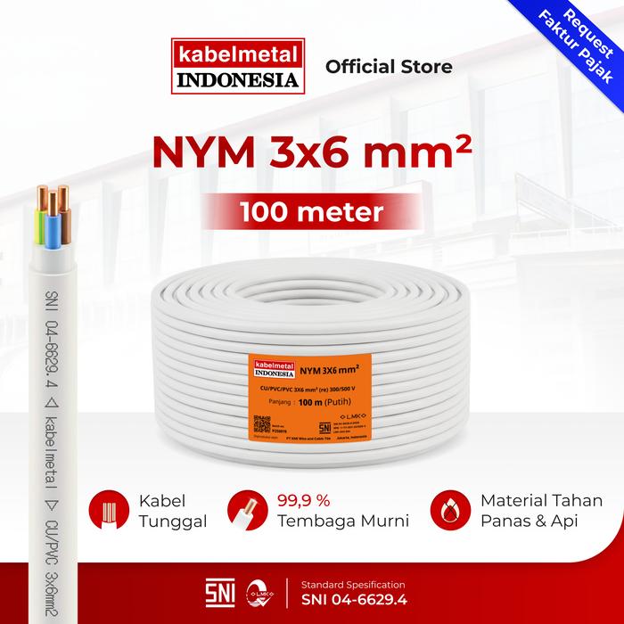 Kabel NYM 3x6 mm 100 Meter Roll kabelmetal INDONESIA